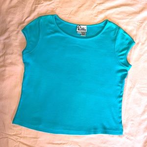 Vintage Lilly Pulitzer Blue Cotton/Spandex blend Pullover Top Cap Sleeve…